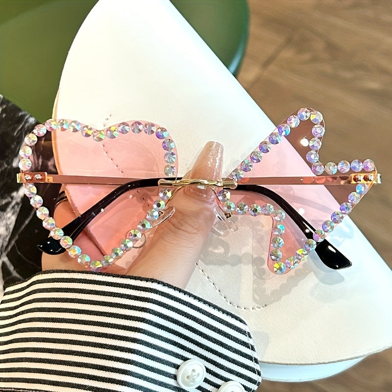 Y2K Heart Lightning Sunglasses Rhinestone Decorative Glasses
