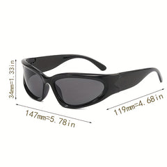 Y2K Wrap Around Sunglasses Cyberpunk Futuristic Mirror Lens Glasses UV400
