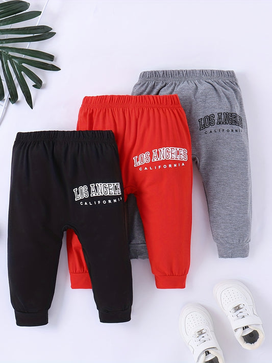 3pcs Baby Boys Casual Elastic Waist Sports Pants for Spring Autumn