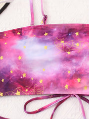  Galaxy Print Criss Cross Back Bikini Set Women's Plus Sexy