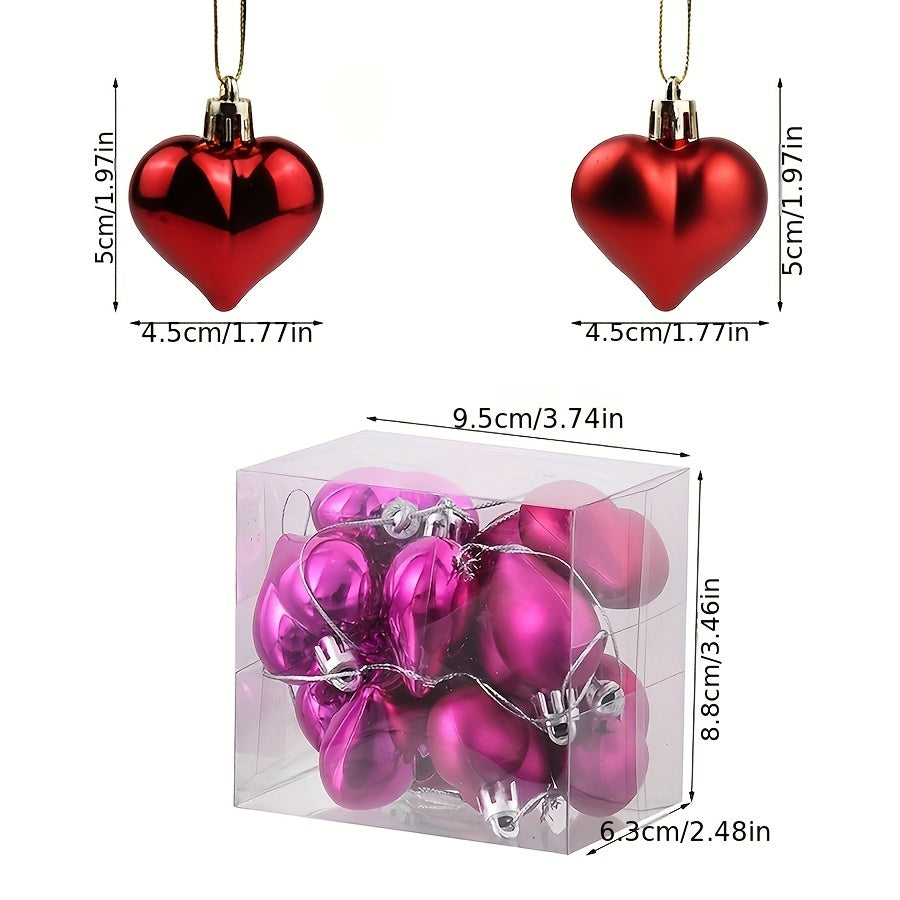 12pcs Heart Jewelry Pendant Plated Peach Heart Christmas Tree Wreath Gift