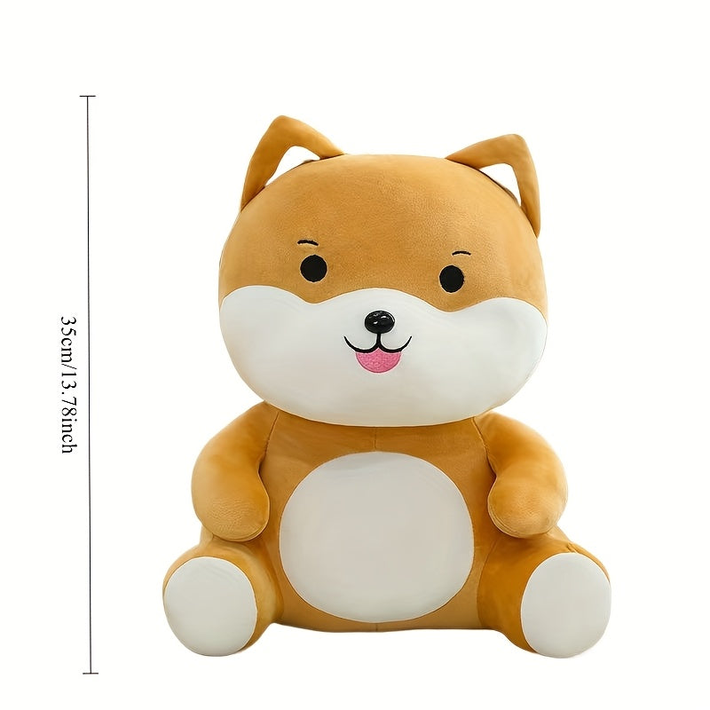 13.78in Shiba Inu Plush Toy Warm Brown Grinning