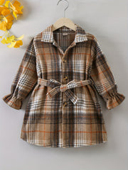 Girls' Flannel Plaid Jacket Button Down Shirt Top