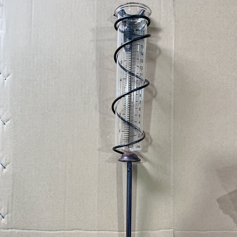 Glass Rain Gauge Outdoor Stake Holder Accurate Durable Decorative Yard Garden