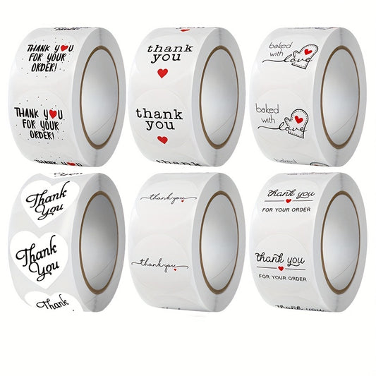 500 Thank You Stickers Baking Bread Cake Round Decorative Envelope Gift Label