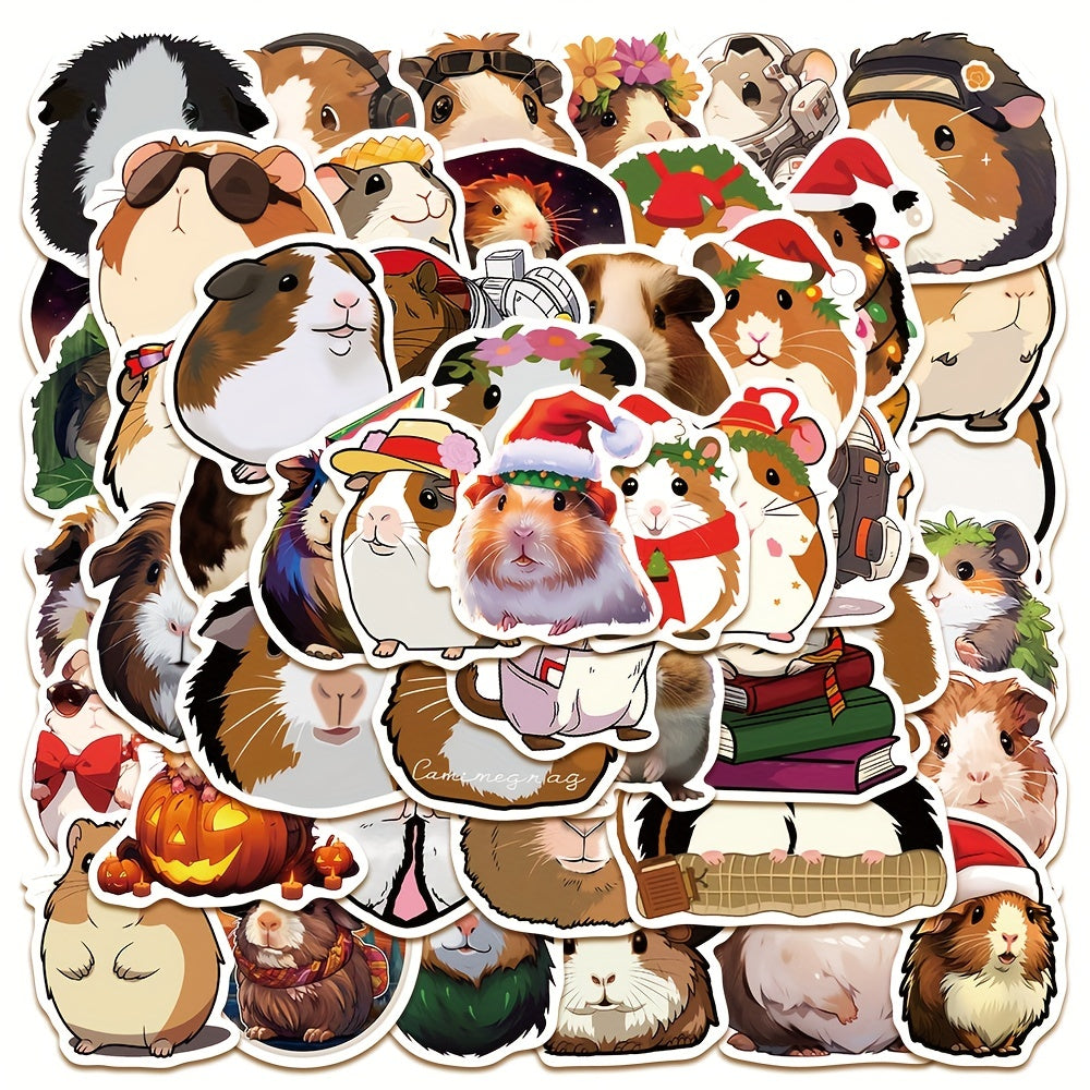 50pcs Cartoon Guinea Pig Stickers Waterproof Laptop Cup Phone Decoration