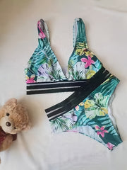 Tropical All Over Print Bikini Set Women's Swimwear