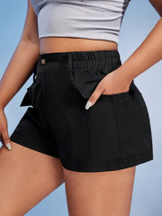 Women's Plus High Rise Button Fly Cargo Shorts