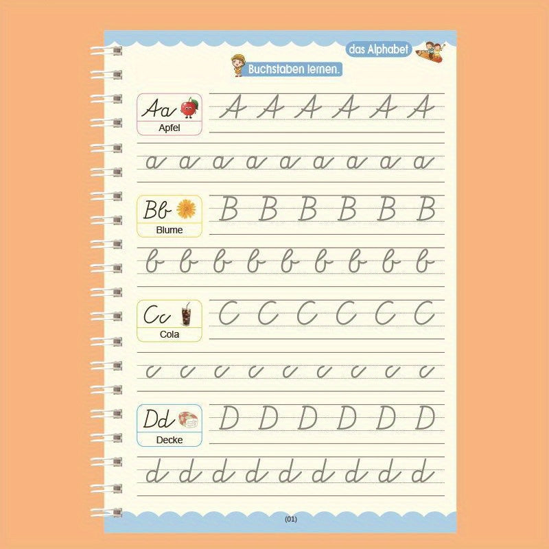 German Preschool Tracing Workbook with Colorful Alphabet and Numbers