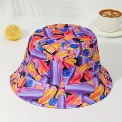 Striped Graffiti Print Bucket Hat Hip Hop Tie Dye Casual Fisherman Cap