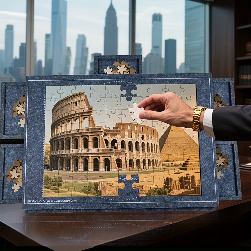 6-in-1 Puzzle Table with Felt Board & Drawers