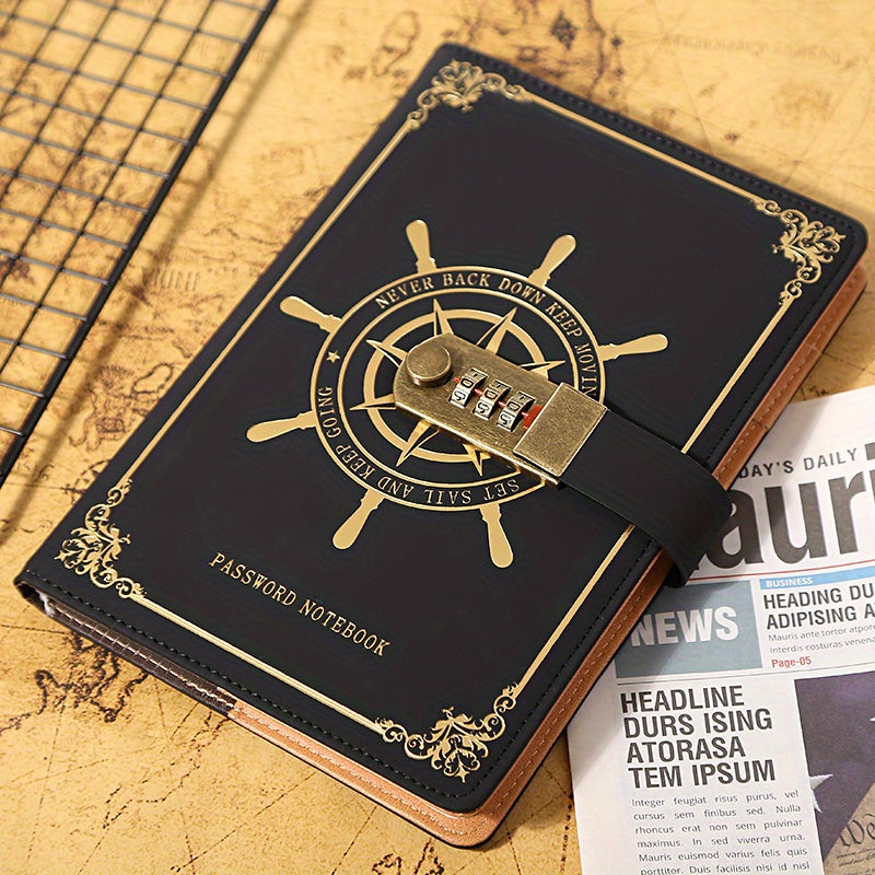 Sailor Sailing Password Notebook With Lock PU Leather 200 Pages