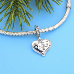 925 Silver Zircon Feather Heart Pendant DIY Jewelry Gift