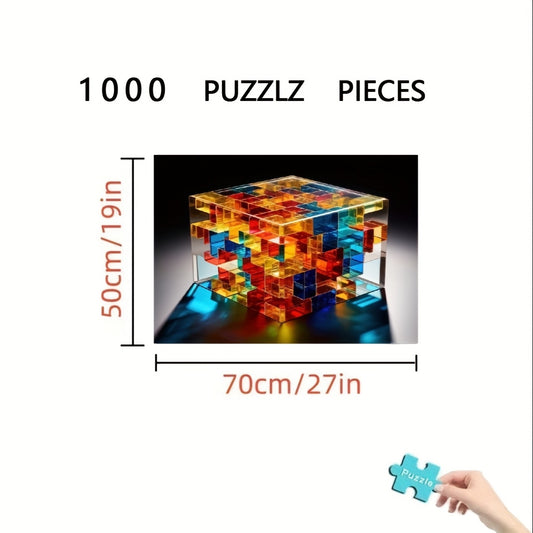1000pcs Crystal Cube Jigsaw Puzzle Multicolor 3D Cube Shape