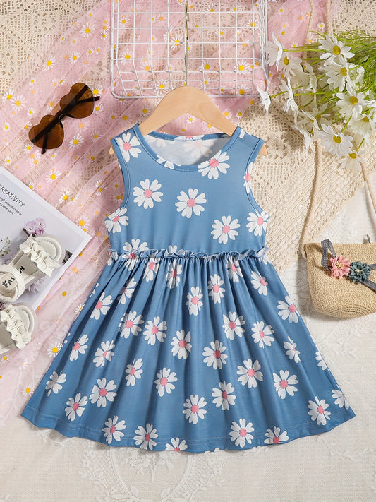 Girls' Solid Sleeveless Sundress Princess Dresses