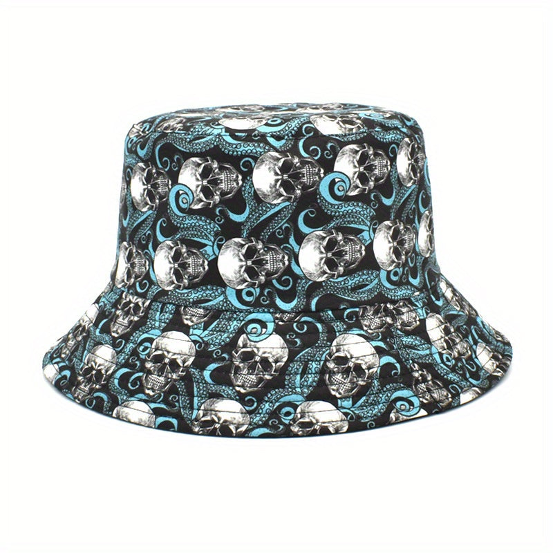 Skull Ghost Print Bucket Hat Halloween Cartoon Sunscreen Basin Hats