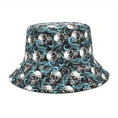 Skull Ghost Print Bucket Hat Halloween Cartoon Sunscreen Basin Hats