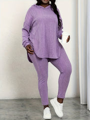  Ribbed Hoodie & Leggings Lounge Set
