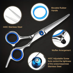 Pro Hair Cutting Thinning Scissors Set with Cape, Comb, Salon Accessories
