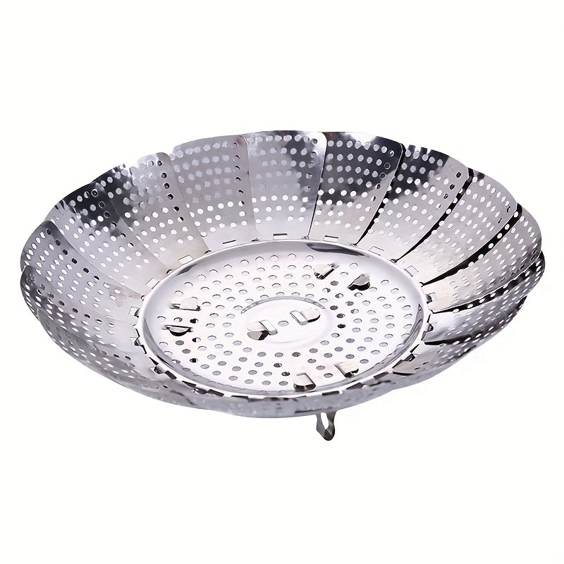 1pc Steamer Basket Stainless Steel Folding Insert for Veggie Fish Seafood