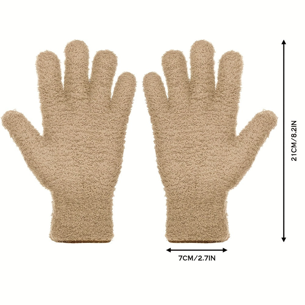 Green Microfiber Cleaning Gloves for Dusting Kitchen Furniture Car Interiors
