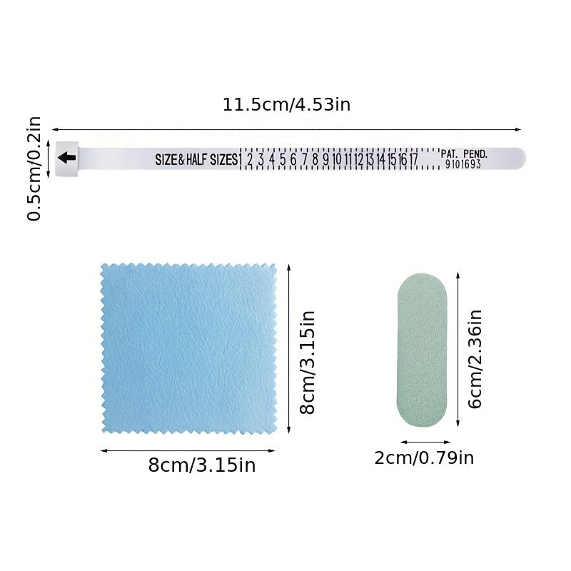 3-Piece Jewelry Polishing Set with Ring Size Measurement