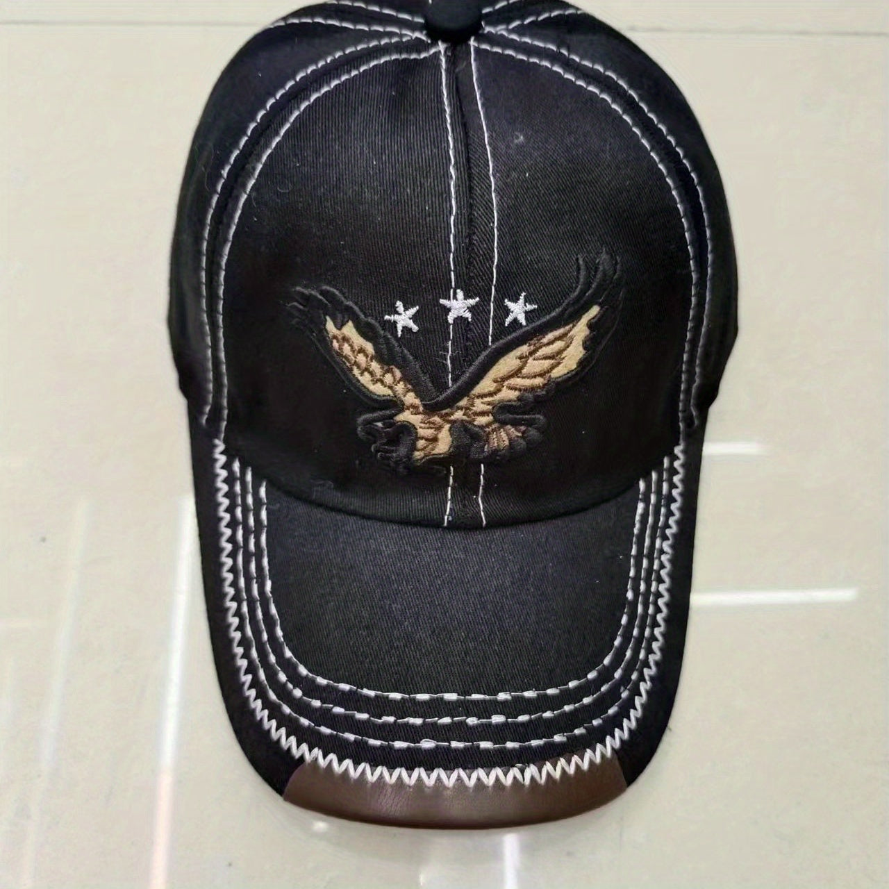 Classic Rivet Hip Hop Hat Stitch Casual Baseball Cap Mens Embroidered Eagle