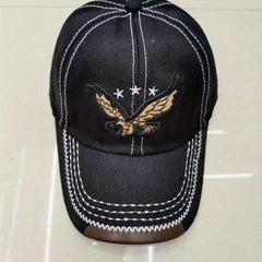 Classic Rivet Hip Hop Hat Stitch Casual Baseball Cap Mens Embroidered Eagle