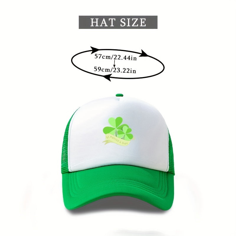 Lucky Clover Baseball Cap Green Mesh Trucker Hat