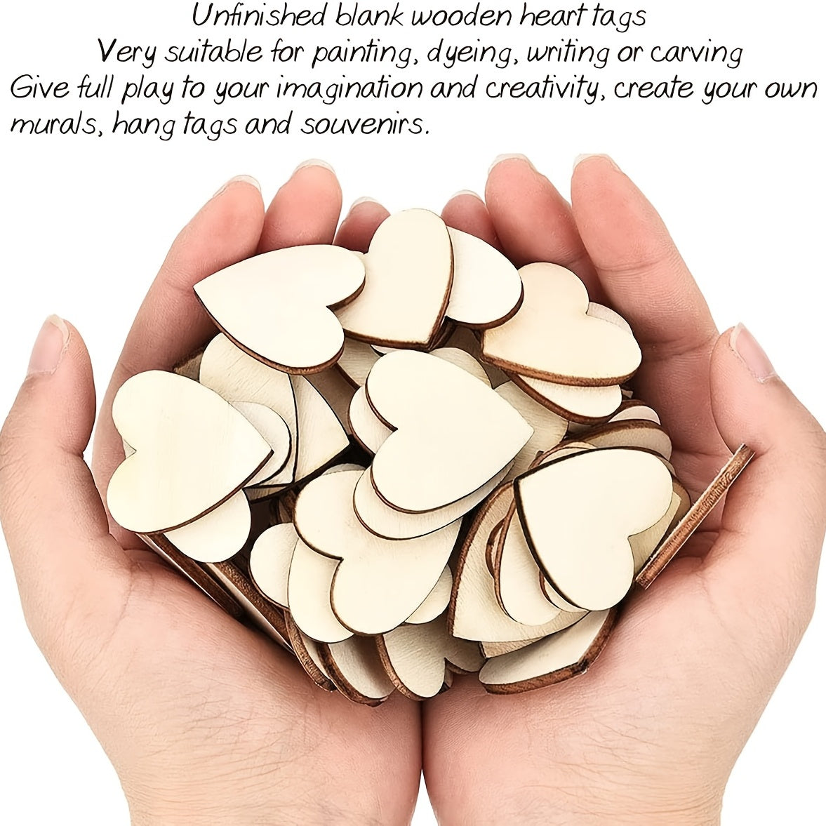 50pcs 2in Unfinished Wood Chips Heart Shape DIY Crafts Decoration