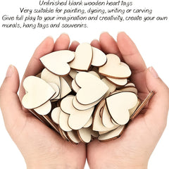 50pcs 2in Unfinished Wood Chips Heart Shape DIY Crafts Decoration