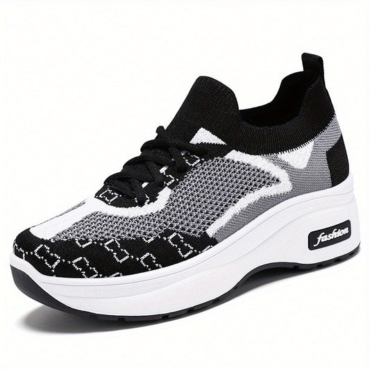 Women's Mesh Platform Sneakers Casual Lace Up Shoes