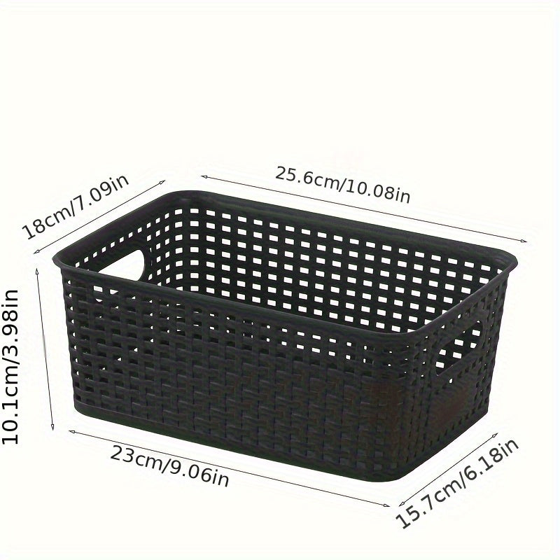 6pcs Plastic Weave Storage Bins - Home Organization and Storage