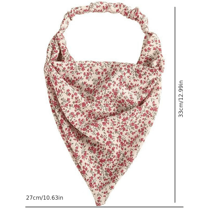Floral Print Head Scarf Vintage Bandanas Hairband Headwrap Hair Accessories