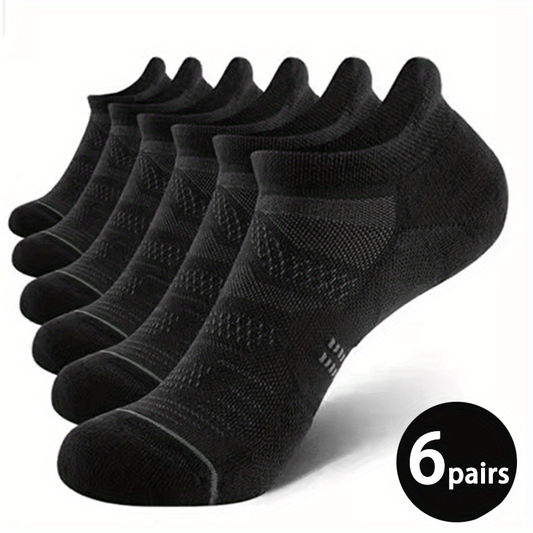 6 Pairs Men's Low Cut Sports Socks Daily Casual Boat Socks