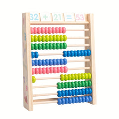 Solid Wood Abacus Frame with Colorful Beads Educational Toy
