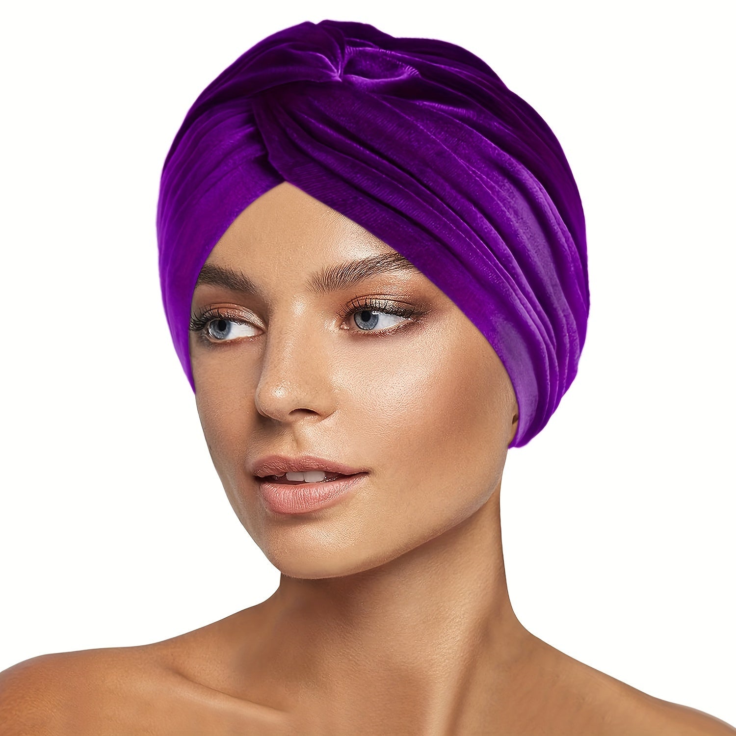 Velvet Turban Hat Wrap Cover Pre Tied Knot Bonnet Head Wraps For Women