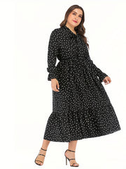  Polka Dot Bow Knot Front Smock Dress