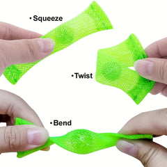 4Pcs Braided Mesh Tubes Fidget Toys with Marble