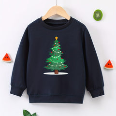 Christmas Tree Pattern Boys Sweatshirt Kids Long Sleeve Pullover
