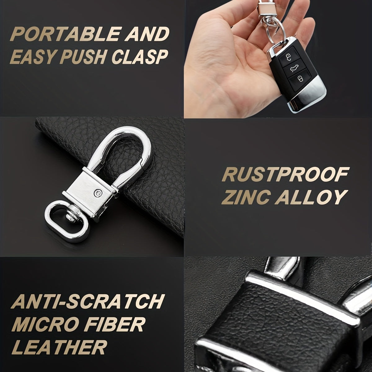 4 Packs Metal Carabiner Keychain Key Clip Hook 4 Key Rings