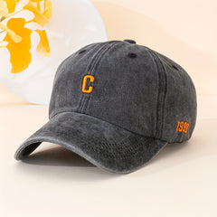 Classic Solid Washed Distressed Embroidery Baseball Cap Unisex Sun Hat