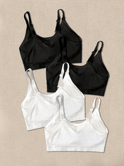 4pcs Wireless Ribbed Bras Breathable Running Workout Lingerie