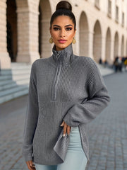 Long Sleeve Oversized Sweater Side Slit for Winter & Fall Women