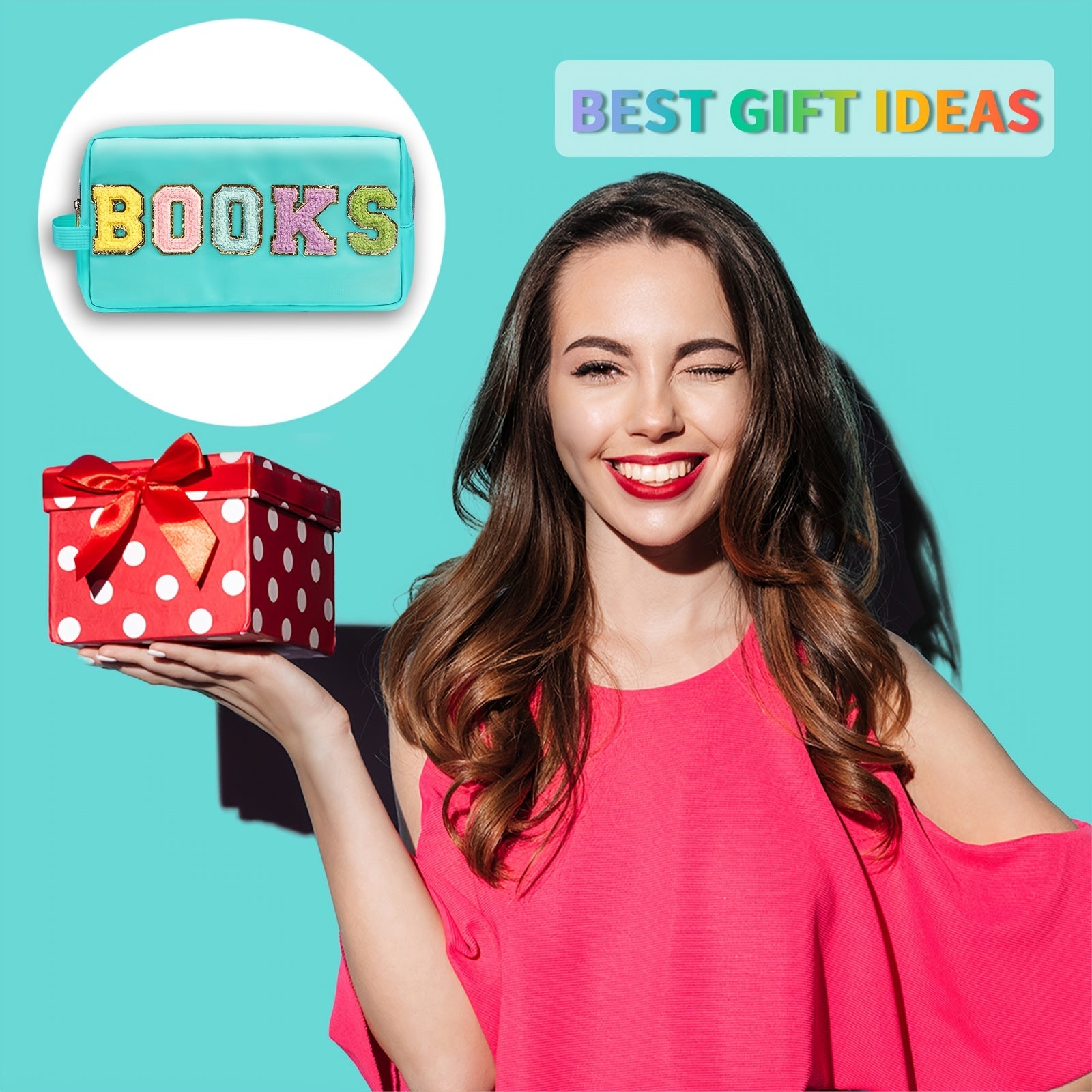 Preppy Makeup Bag With Strap Waterproof Travel Toiletry Bag For Student