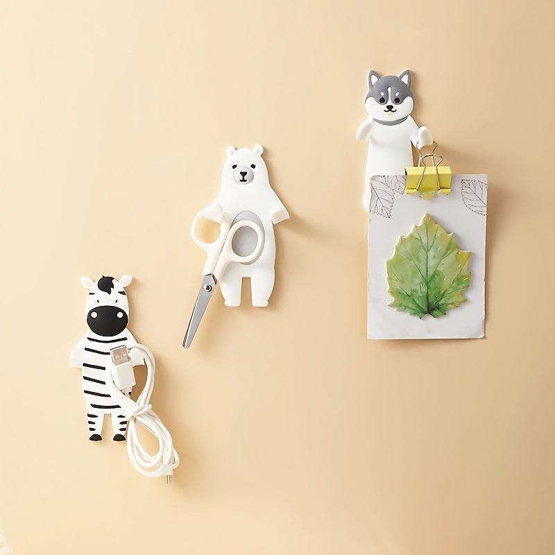 Animal shaped Bendable Rubber Hooks - Sticky Coat Bathroom Kitchen Storage