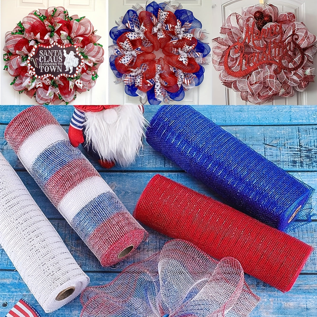 9m Golden Silk Mesh Yarn Roll for Garland Making Christmas Wedding Party