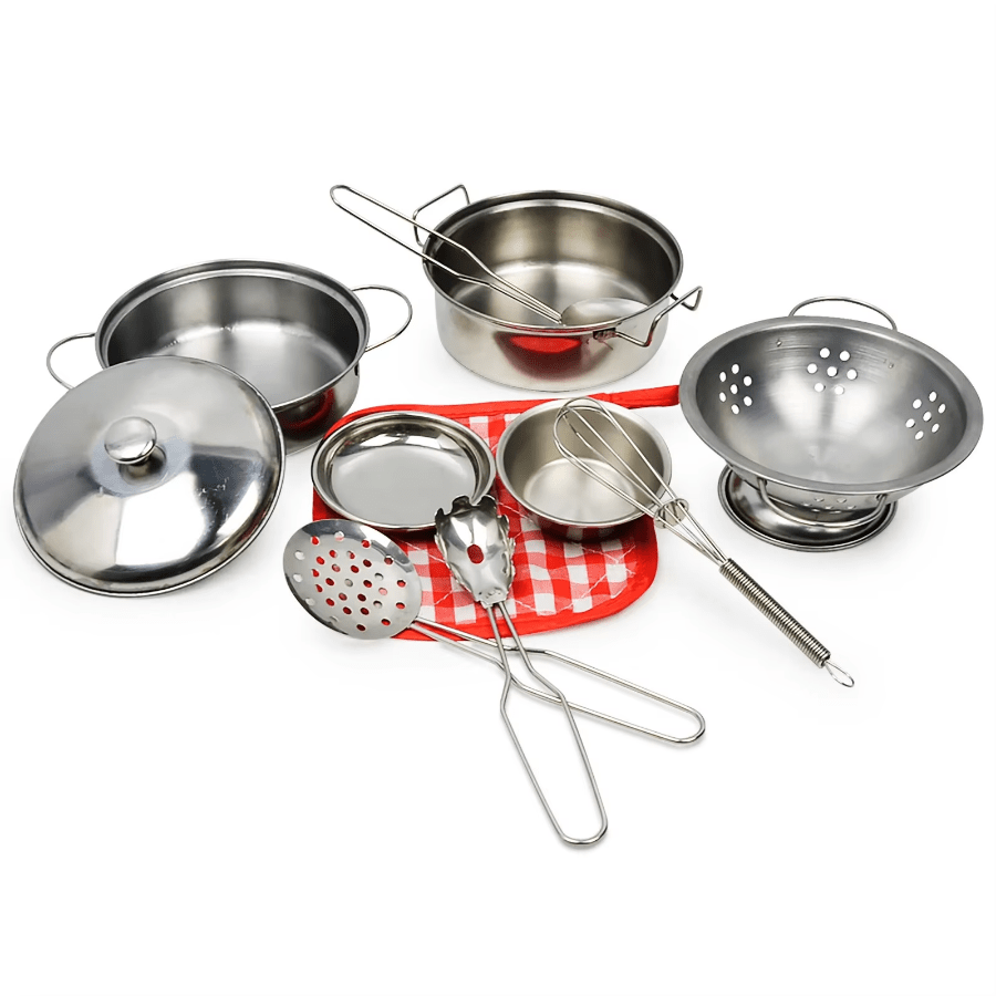 Mini Stainless Steel Kitchen Toys Cooking Utensils Set for Kids