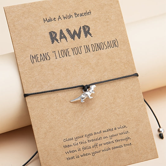 Dinosaur Braid Bracelet Adjustable Rope Hand Jewelry