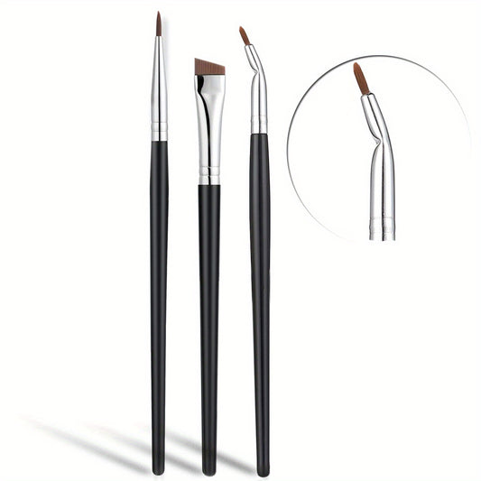 Fine Angled Eyeliner Brush Set Precision Gel Eye Makeup 3 Pieces